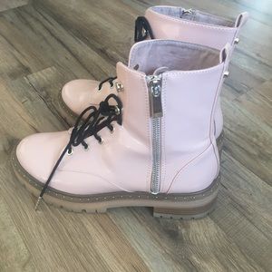 stradivarius Pink Lace up Ankle Boots
